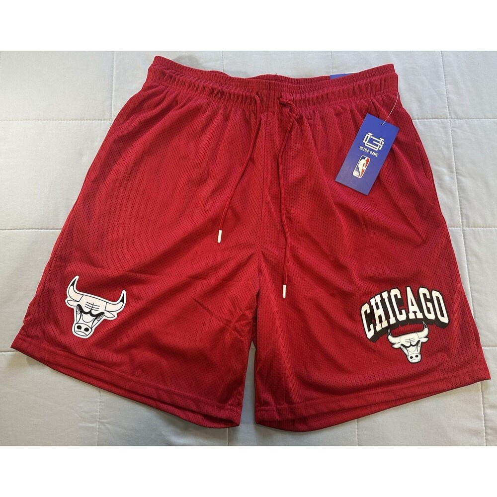 NBA Ultra Game Chicago Bulls Mesh Classic Basketball Shorts Red Men's L NWT